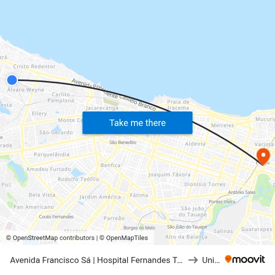 Avenida Francisco Sá | Hospital Fernandes Távora - Floresta to Uninta map