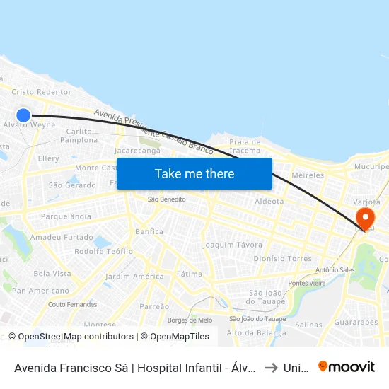 Avenida Francisco Sá | Hospital Infantil - Álvaro Weyne to Uninta map