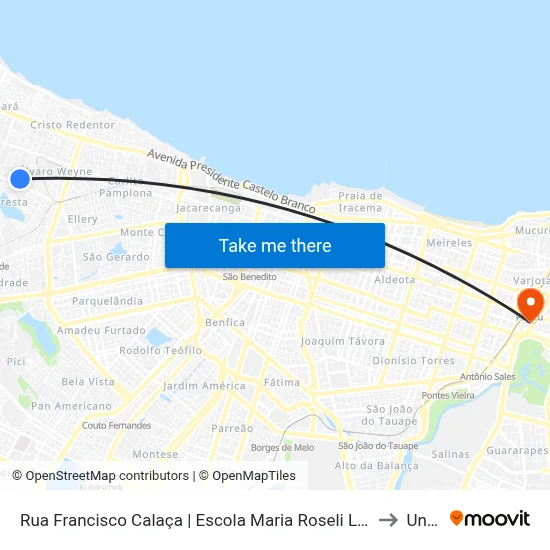 Rua Francisco Calaça | Escola Maria Roseli Lima - Álvaro Weyne to Uninta map