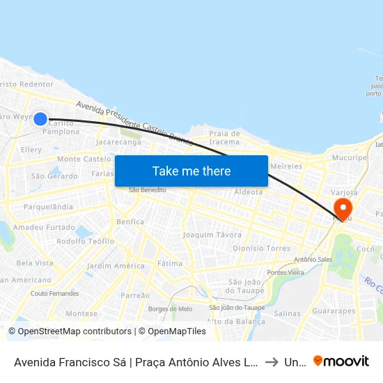 Avenida Francisco Sá | Praça Antônio Alves Linhares - Álvaro Weyne to Uninta map