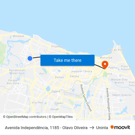 Avenida Independência, 1185 - Olavo Oliveira to Uninta map