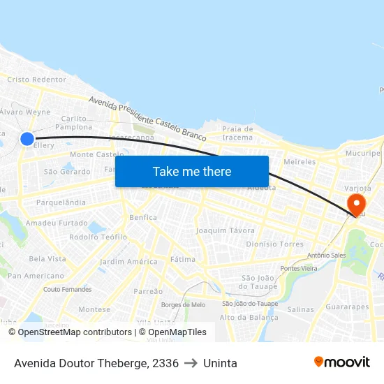Avenida Doutor Theberge, 2336 to Uninta map
