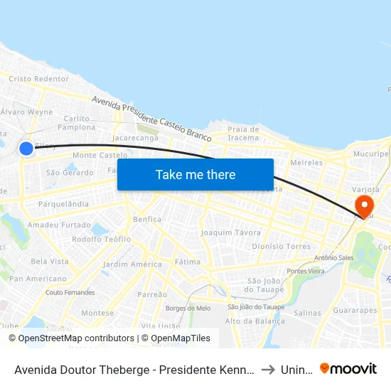 Avenida Doutor Theberge - Presidente Kennedy to Uninta map