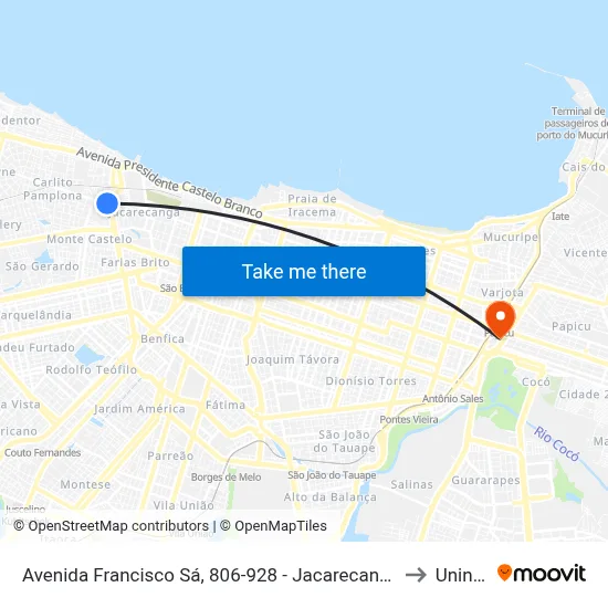 Avenida Francisco Sá, 806-928 - Jacarecanga to Uninta map