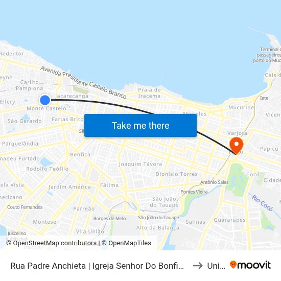 Rua Padre Anchieta | Igreja Senhor Do Bonfim - Monte Castelo to Uninta map