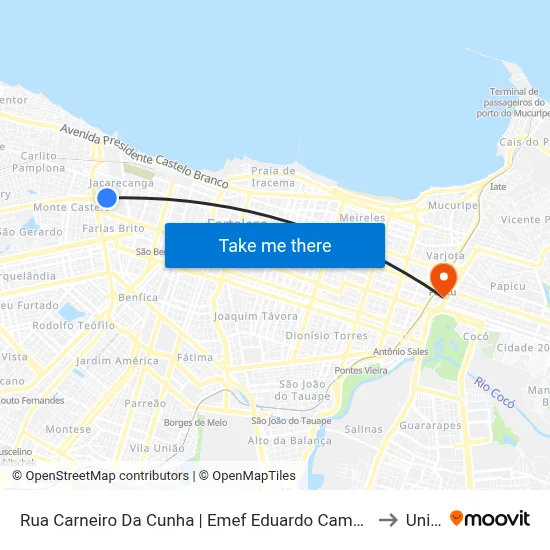 Rua Carneiro Da Cunha | Emef Eduardo Campos - Jacarecanga to Uninta map