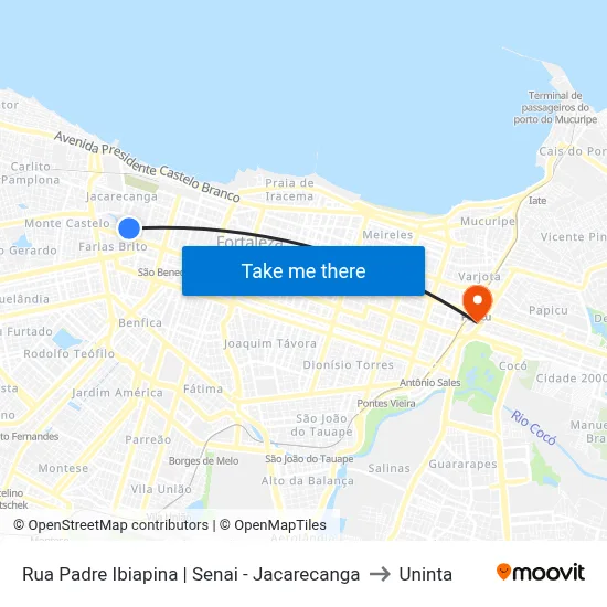 Rua Padre Ibiapina | Senai - Jacarecanga to Uninta map