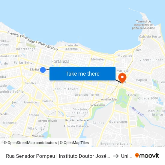 Rua Senador Pompeu | Instituto Doutor José Frota - Centro to Uninta map