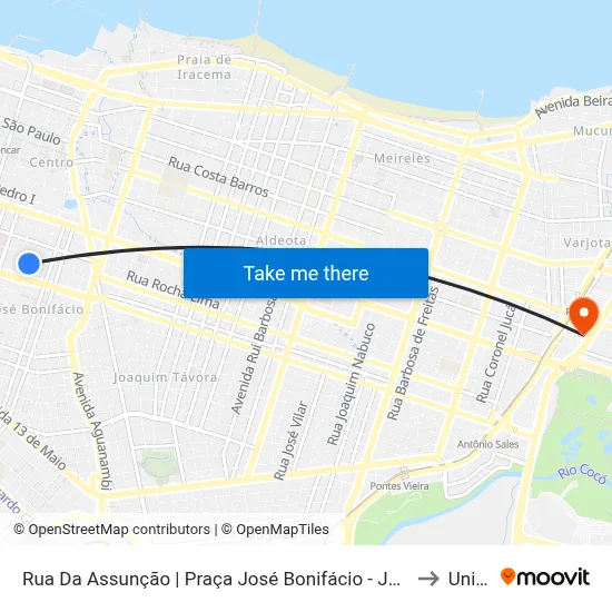 Rua Da Assunção | Praça José Bonifácio - José Bonifácio to Uninta map