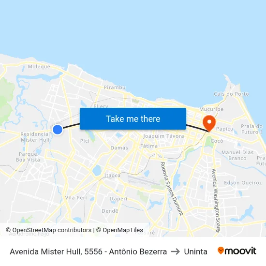 Avenida Mister Hull, 5556 - Antônio Bezerra to Uninta map