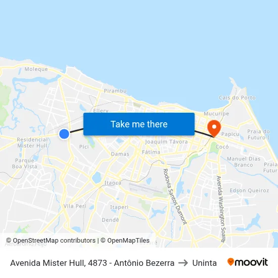Avenida Mister Hull, 4873 - Antônio Bezerra to Uninta map