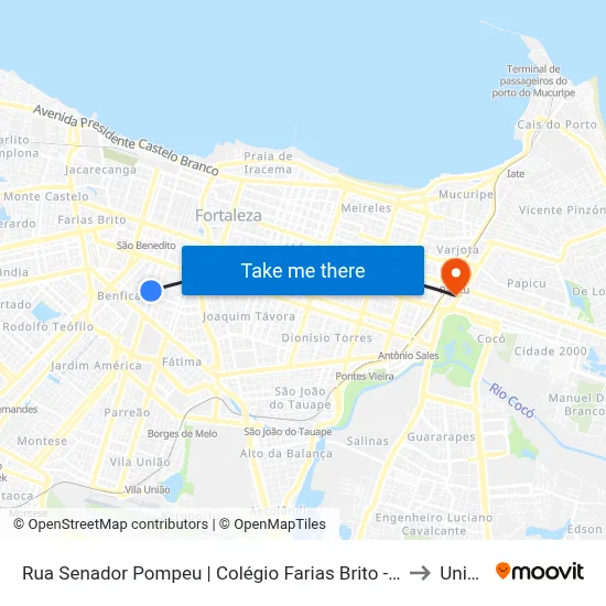 Rua Senador Pompeu | Colégio Farias Brito - Benfica to Uninta map