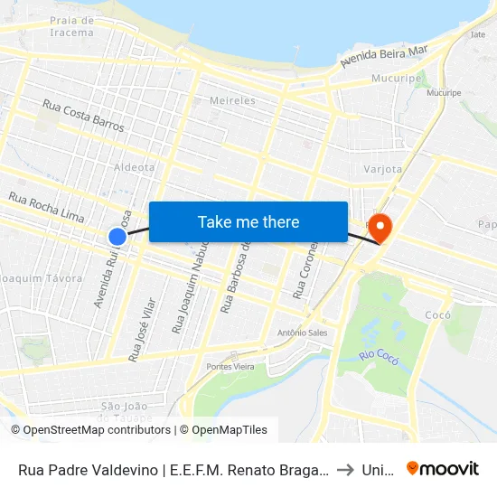 Rua Padre Valdevino | E.E.F.M. Renato Braga - Aldeota to Uninta map