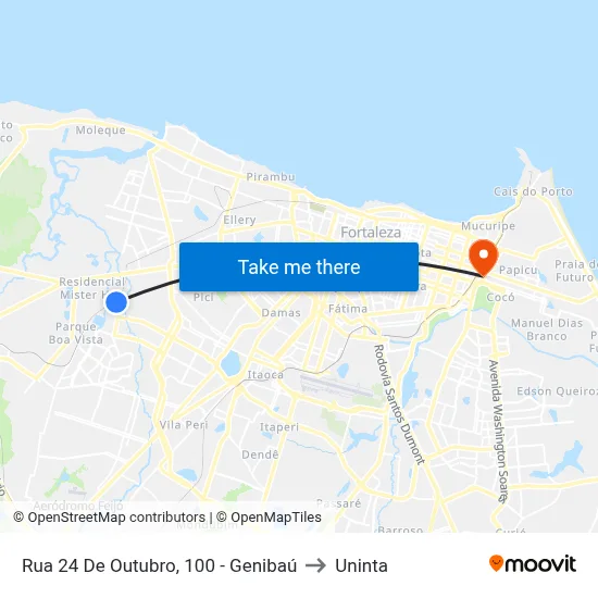 Rua 24 De Outubro, 100 - Genibaú to Uninta map