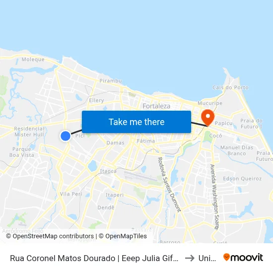 Rua Coronel Matos Dourado | Eeep Julia Giffoni - Pici to Uninta map