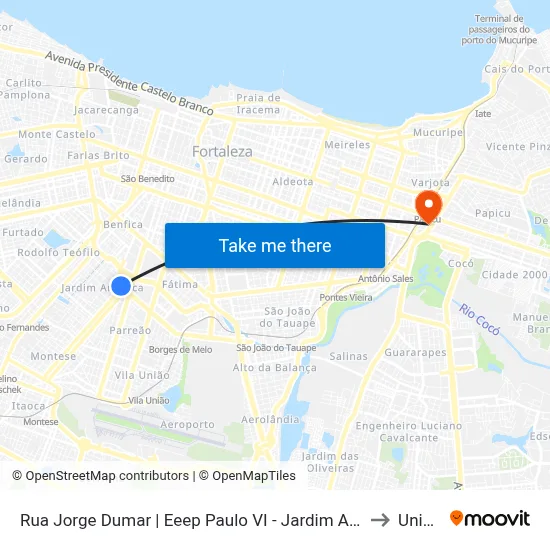 Rua Jorge Dumar | Eeep Paulo VI - Jardim América to Uninta map