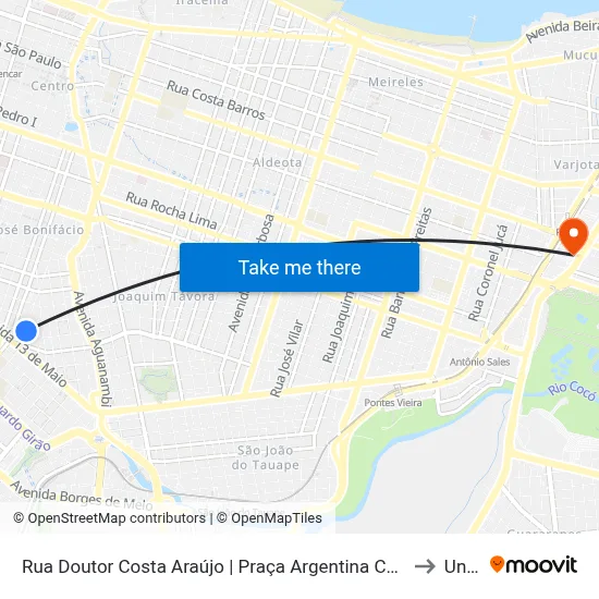 Rua Doutor Costa Araújo | Praça Argentina Castelo Branco - Fátima to Uninta map