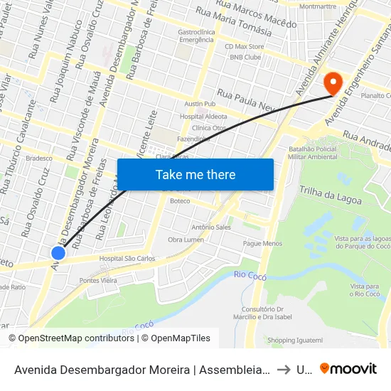 Avenida Desembargador Moreira | Assembleia Legislativa Do Estado Do Ceará - Dionísio Torres to Uninta map