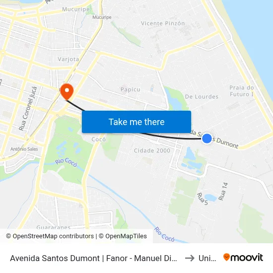 Avenida Santos Dumont | Fanor - Manuel Dias Branco to Uninta map