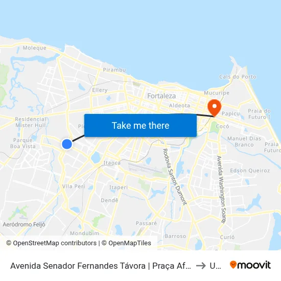 Avenida Senador Fernandes Távora | Praça Afonso Pena - Henrique Jorge to Uninta map
