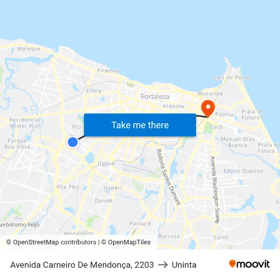 Avenida Carneiro De Mendonça, 2203 to Uninta map