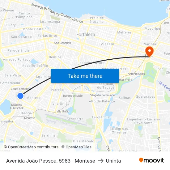 Avenida João Pessoa, 5983 - Montese to Uninta map