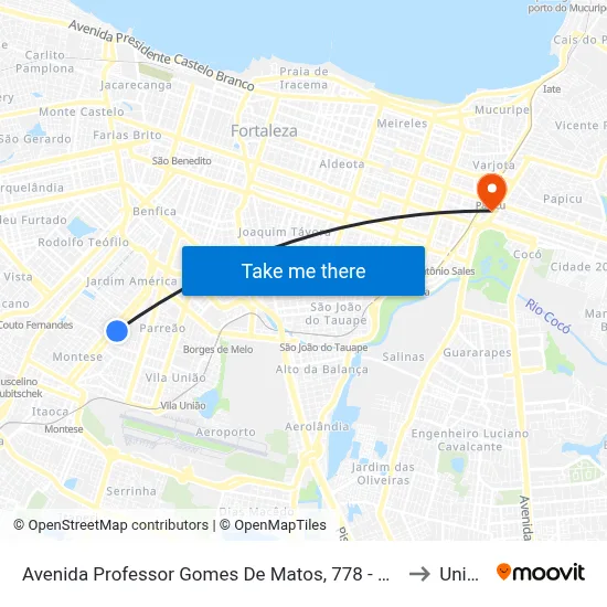 Avenida Professor Gomes De Matos, 778 - Parreão to Uninta map