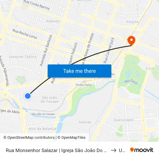 Rua Monsenhor Salazar | Igreja São João Do Tauape - São João Do Tauape to Uninta map