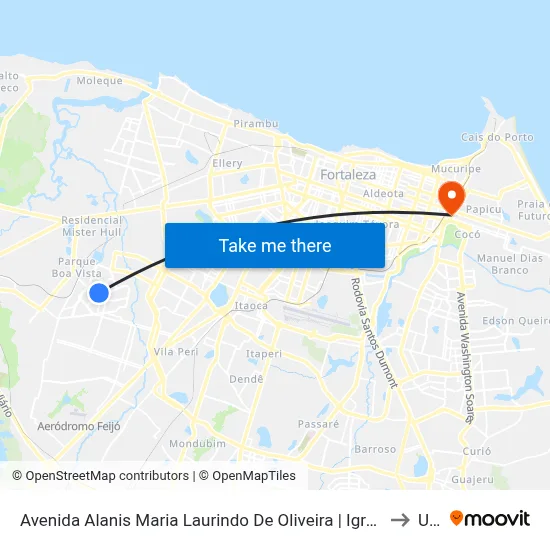 Avenida Alanis Maria Laurindo De Oliveira | Igreja Nossa Senhora Da Conceição - Conjunto Ceará I to Uninta map