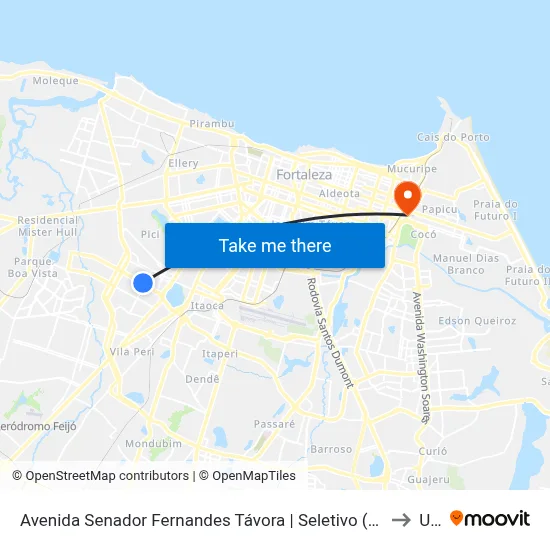 Avenida Senador Fernandes Távora | Seletivo (024/034/043/072/172/304/356/394/398) - Jóquei Clube to Uninta map