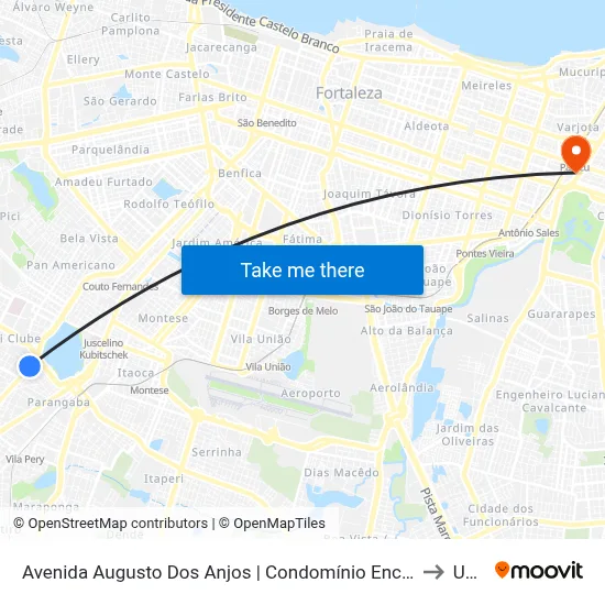 Avenida Augusto Dos Anjos | Condomínio Encanto Parangaba - Jóquei Clube to Uninta map