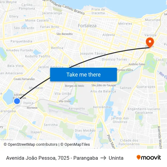 Avenida João Pessoa, 7025 - Parangaba to Uninta map