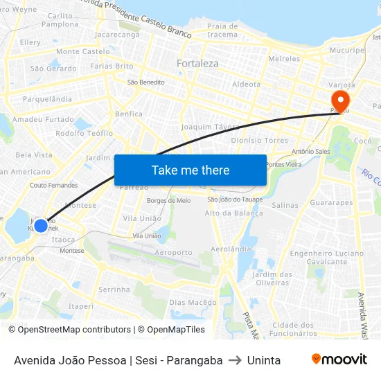 Avenida João Pessoa | Sesi - Parangaba to Uninta map