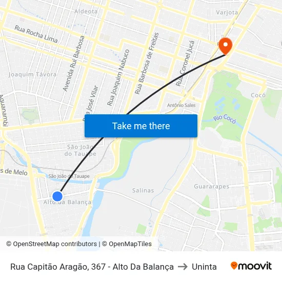 Rua Capitão Aragão, 367 - Alto Da Balança to Uninta map