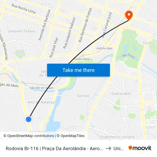 Rodovia Br-116 | Praça Da Aerolândia - Aerolândia to Uninta map