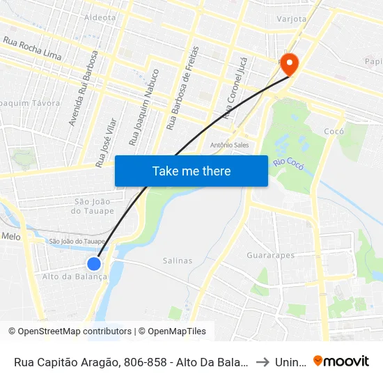 Rua Capitão Aragão, 806-858 - Alto Da Balança to Uninta map