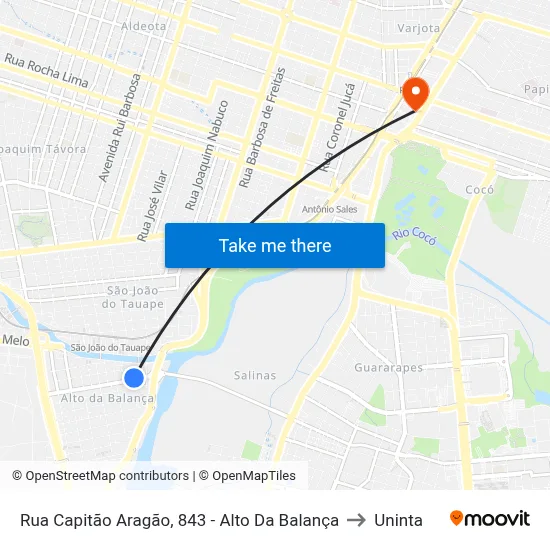 Rua Capitão Aragão, 843 - Alto Da Balança to Uninta map