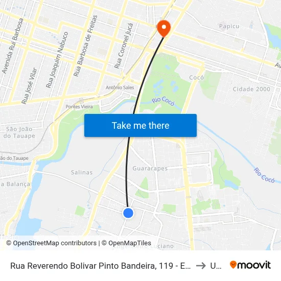 Rua Reverendo Bolivar Pinto Bandeira, 119 - Engenheiro Luciano Cavalcante to Uninta map