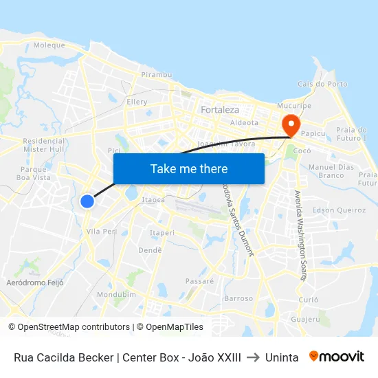 Rua Cacilda Becker | Center Box - João XXIII to Uninta map