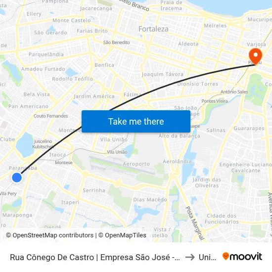 Rua Cônego De Castro | Empresa São José - Parangaba to Uninta map