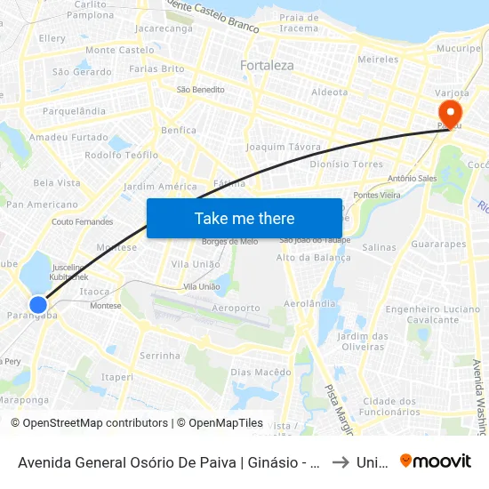 Avenida General Osório De Paiva | Ginásio - Parangaba to Uninta map