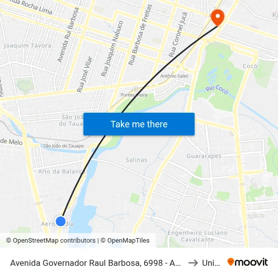 Avenida Governador Raul Barbosa, 6998 - Aerolândia to Uninta map
