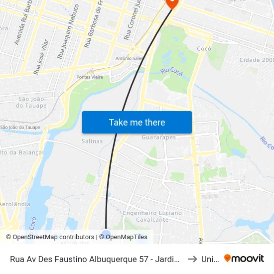 Rua Av Des Faustino Albuquerque 57 - Jardim Das Oliveiras to Uninta map