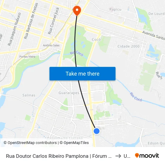 Rua Doutor Carlos Ribeiro Pamplona | Fórum Clóvis Beviláqua - Edson Queiroz to Uninta map