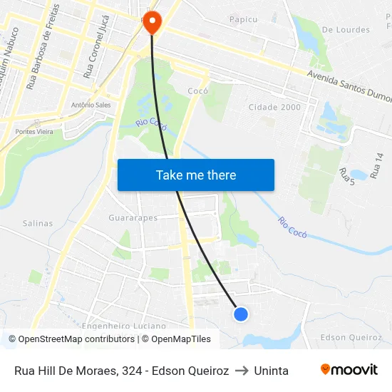 Rua Hill De Moraes, 324 - Edson Queiroz to Uninta map