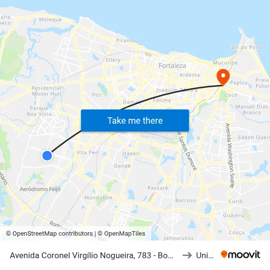 Avenida Coronel Virgílio Nogueira, 783 - Bom Jardim to Uninta map