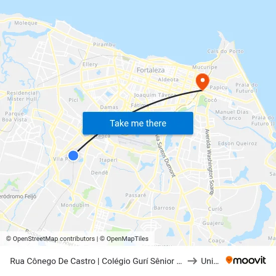 Rua Cônego De Castro | Colégio Gurí Sênior - Vila Pery to Uninta map