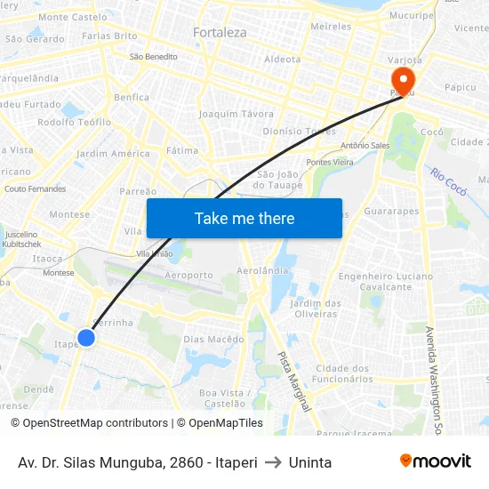 Av. Dr. Silas Munguba, 2860 - Itaperi to Uninta map
