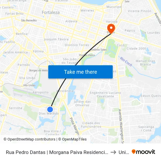 Rua Pedro Dantas | Morgana Paiva Residencial - Dias Macedo to Uninta map