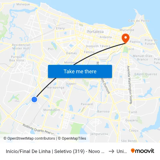 Início/Final De Linha | Seletivo (319) - Novo Mondubim to Uninta map